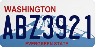 WA license plate ABZ3921