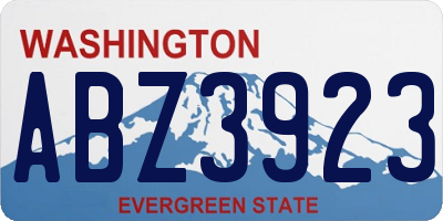 WA license plate ABZ3923