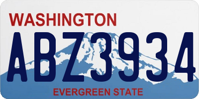 WA license plate ABZ3934