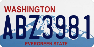 WA license plate ABZ3981