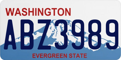 WA license plate ABZ3989