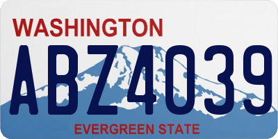 WA license plate ABZ4039