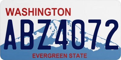 WA license plate ABZ4072