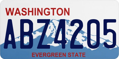 WA license plate ABZ4205