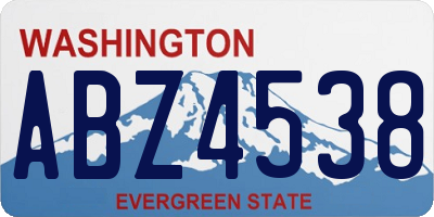 WA license plate ABZ4538