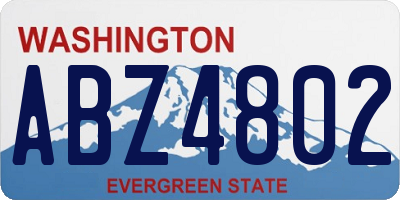 WA license plate ABZ4802