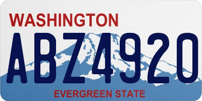 WA license plate ABZ4920