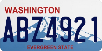 WA license plate ABZ4921