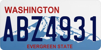 WA license plate ABZ4931