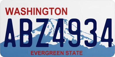 WA license plate ABZ4934