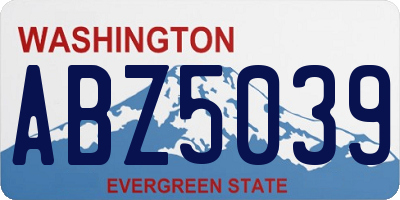 WA license plate ABZ5039