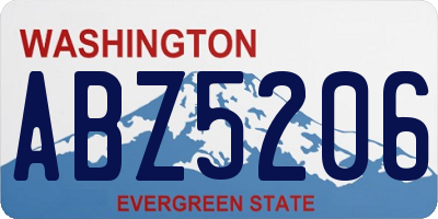 WA license plate ABZ5206