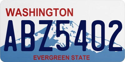 WA license plate ABZ5402