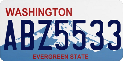 WA license plate ABZ5533