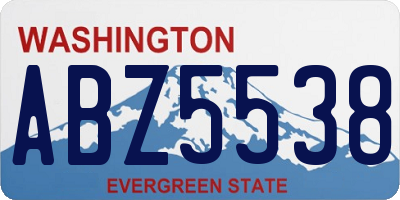 WA license plate ABZ5538