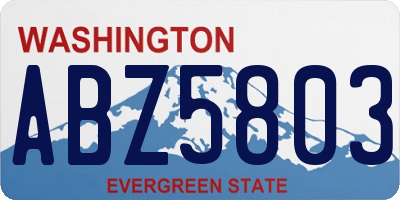 WA license plate ABZ5803