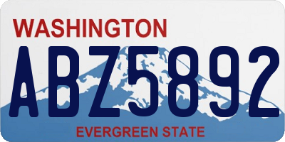 WA license plate ABZ5892