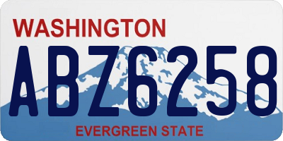 WA license plate ABZ6258