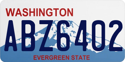 WA license plate ABZ6402