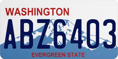 WA license plate ABZ6403