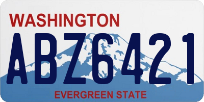 WA license plate ABZ6421
