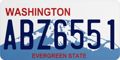 WA license plate ABZ6551