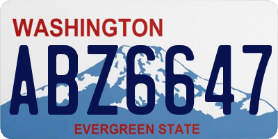 WA license plate ABZ6647