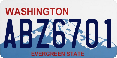 WA license plate ABZ6701