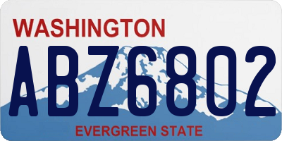 WA license plate ABZ6802