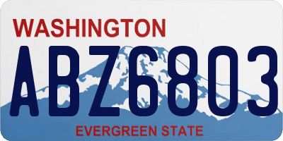 WA license plate ABZ6803