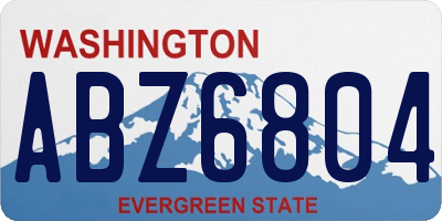 WA license plate ABZ6804