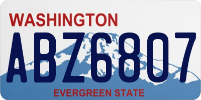 WA license plate ABZ6807
