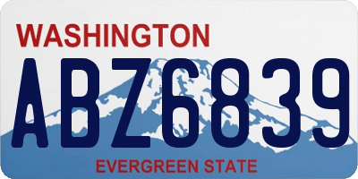 WA license plate ABZ6839