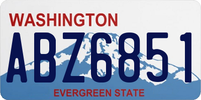 WA license plate ABZ6851