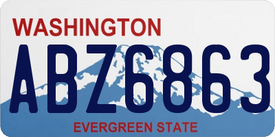 WA license plate ABZ6863