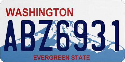 WA license plate ABZ6931