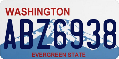 WA license plate ABZ6938