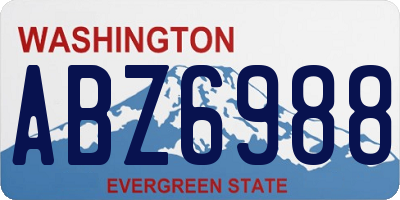 WA license plate ABZ6988