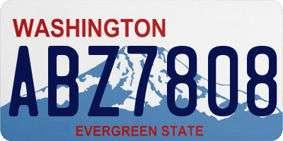 WA license plate ABZ7808