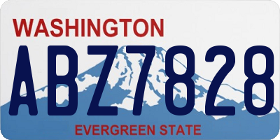 WA license plate ABZ7828