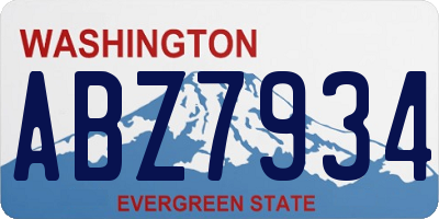 WA license plate ABZ7934