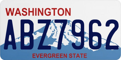 WA license plate ABZ7962