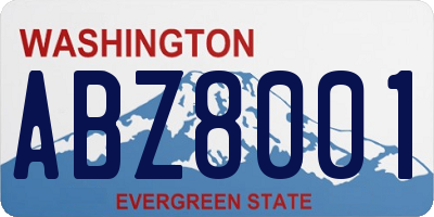 WA license plate ABZ8001