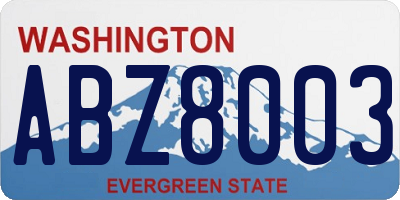 WA license plate ABZ8003