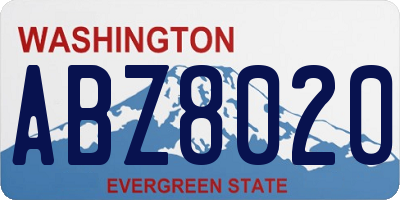 WA license plate ABZ8020