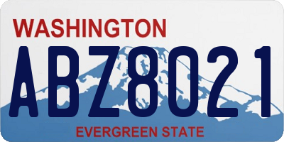WA license plate ABZ8021