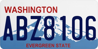 WA license plate ABZ8106