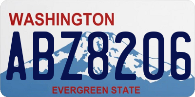 WA license plate ABZ8206