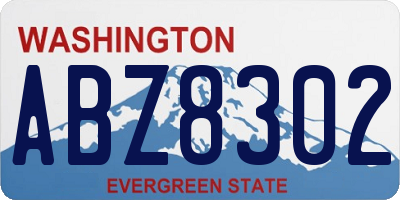 WA license plate ABZ8302