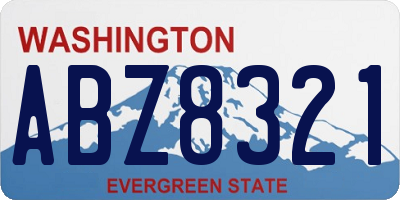 WA license plate ABZ8321
